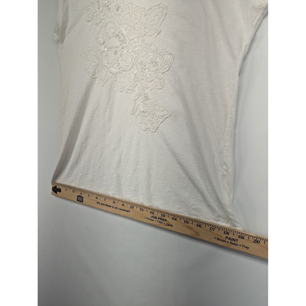Charter Club White Sleeveless‎ Embellished T Shirt Top Size M - Picture 8 of 8